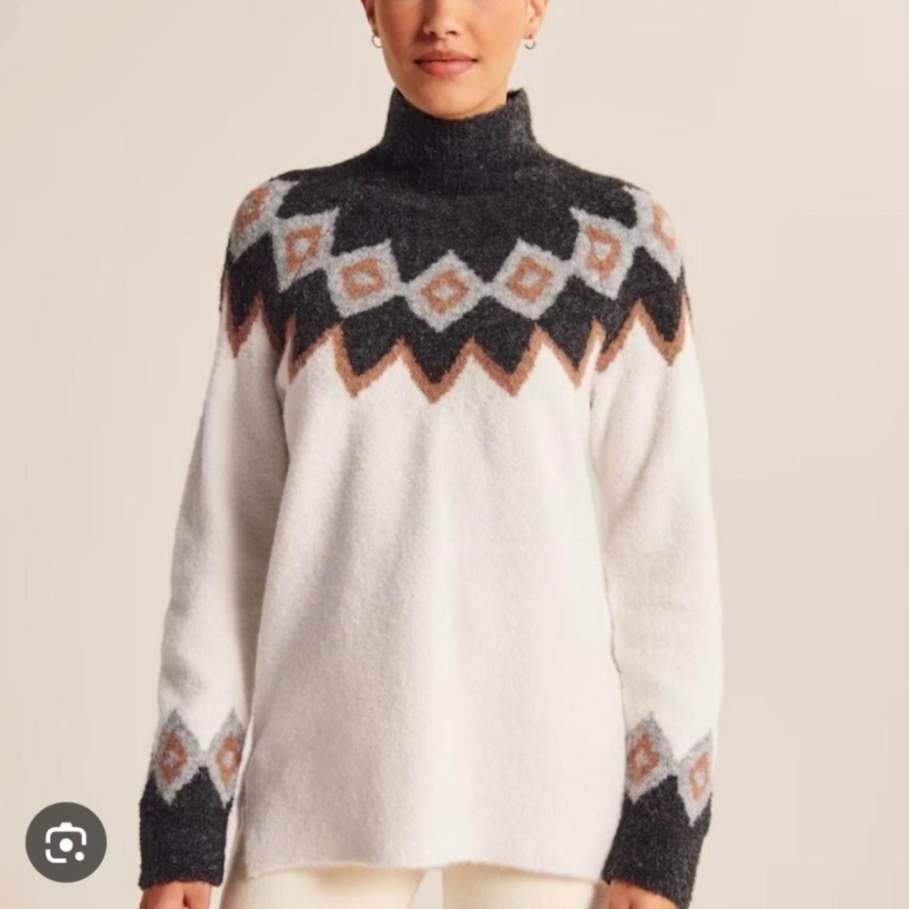 Abercrombie & Fitch Fair Isle Oversized Turtleneck Sweater XS